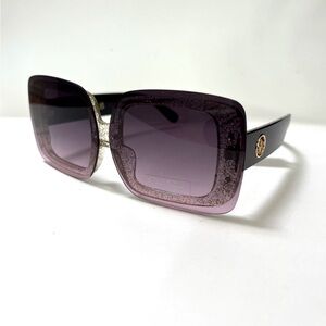 New Jessica Simpson Square Oversized Sunglasses Glitter Gradient Black Acetate